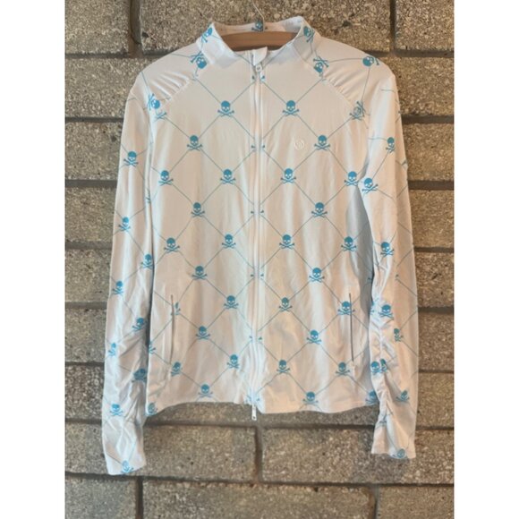 G/Fore Womens Full-Zip Jacket With Blue Skull Pattern Lightweight & Stylish Whit - Picture 1 of 8